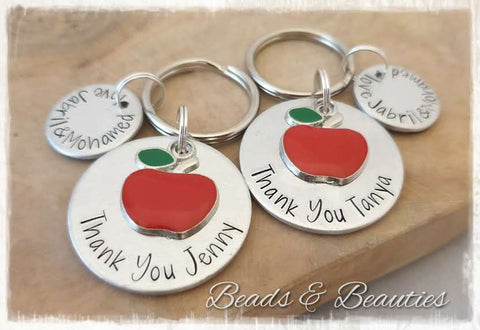 Red Apple Thank You Keyring - With Personalisation