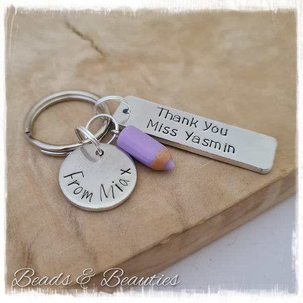 Pencil Keyring - Thank You - With Personalisation