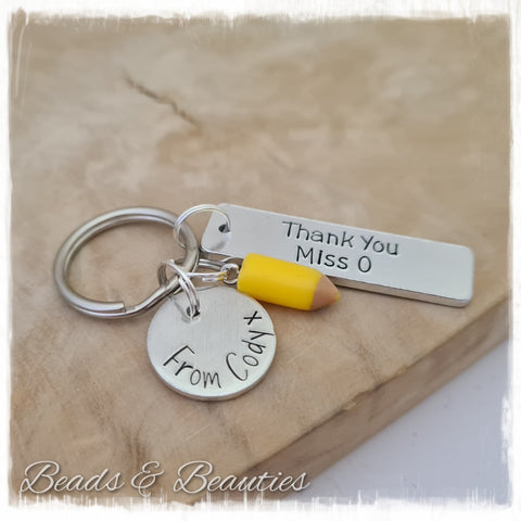 Pencil Keyring - Thank You - With Personalisation