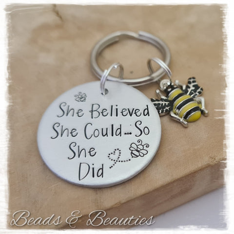 She Believed She Could Do She Did Keyring