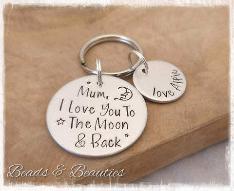 I Love You To The Moon & Back Keyring - With Personalised Disc