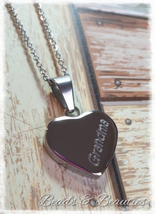 Engraved Heart Necklace, Name Necklace