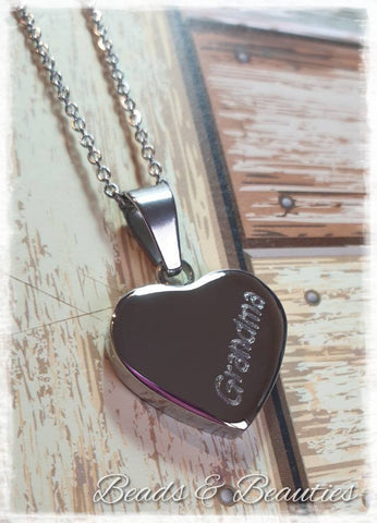 Engraved Heart Necklace, Name Necklace