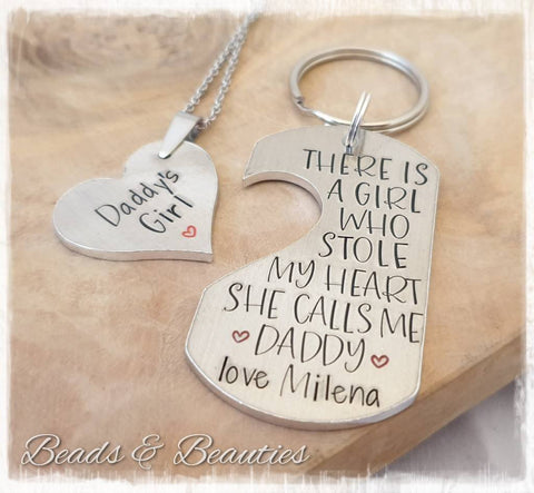There Is A Girl Who Stole My Heart Keyring & Necklace Set.